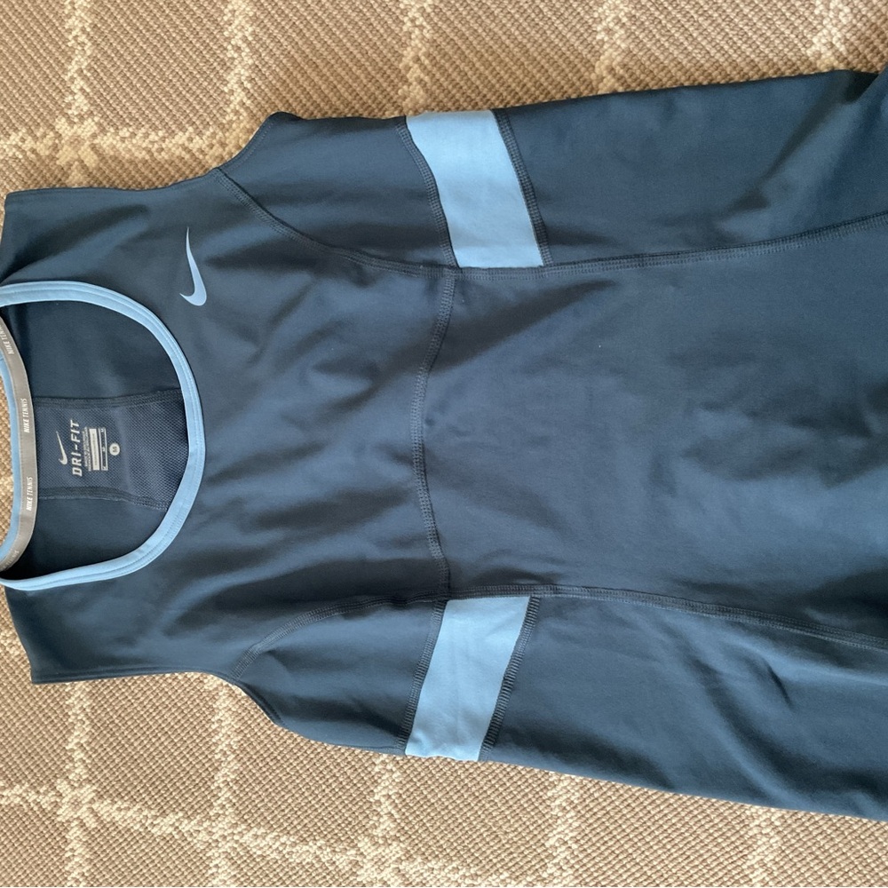 Nike Navy and Light Blue Athletic Tank Top